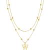 gold beaded W