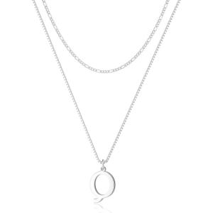 image:imageMBW 14K Silver Plated Initial Necklaces for Women Trendy Layered Necklace for Women Dainty Letter Pendant Figaro Choker Necklaces Costume Monogram Name Necklace Simple Tiny Jewelry SetSilver InitIal NKQ