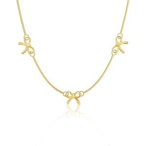 image:imageMBW Bow Necklaces for Women Trendy Dainty Layered 14K Gold Plated Cute Bow Pearl Heart Pendant Choker Necklace Stack Love Choker Waterproof Fashion Jewelry Set Gift for Women MomN3 BowC3