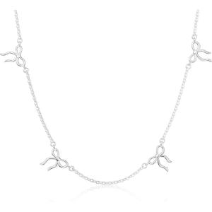 image:imageMBW Bow Necklaces for Women Trendy Dainty Layered 14K Gold Plated Cute Bow Pearl Heart Pendant Choker Necklace Stack Love Choker Waterproof Fashion Jewelry Set Gift for Women MomN3 BowC1