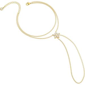 image:imageMBW Gold Bracelets for Women Beaded Bracelets Dainty Bracelet 18K Gold Plated Paper Clip  Cross Bracelet Twisted Rope Link Chain for Women Jewelrygold8