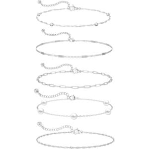 image:imageMBW Gold Bracelets for Women Trendy Dainty 14K Gold Plated Bracelet Stack Beaded Chain Bracelet Set Thin Small Cute Paperclip Bracelets Fashion Waterproof Jewelry Gift Gold Accessories for WomenMBBR11BR2