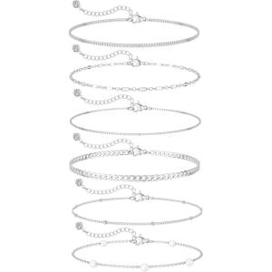 image:imageMBW Gold Bracelets for Women Trendy Dainty 14K Gold Plated Bracelet Stack Beaded Chain Bracelet Set Thin Small Cute Paperclip Bracelets Fashion Waterproof Jewelry Gift Gold Accessories for WomenMBBR11BR3