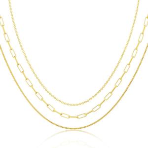 image:imageMBW Gold Layered Necklaces for Women Trendy Dainty 14K Gold Plated Herringbone Chain Choker Necklaces Layered Simple Thin Snake Paperclip Chain Necklace Gold Jewelry Sets for Women Gifts