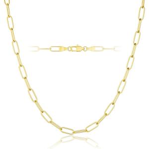 image:imageMBW Gold Paperclip Chain Necklace for Women Dainty 14K Gold Plated Choker Necklace for Women Trendy Non Tarnish Long Waterproof Link Necklace Hypoallergenic Jewelry Gifts for Women 161820 In