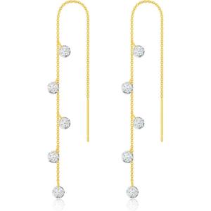 image:imageMBW Gold Plated Threader Earrings for Women 14K Dangle Long Chain Drop Earrings Dangling Dainty Elegant Dangly Ear Chain with Tassel and Cubic Zirconia for Wedding Hoco Trendy Jewelry Accessories5 Cubic ZirconiaGold